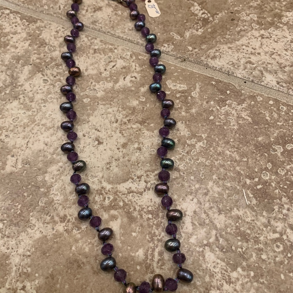 NWT Necklace with pearls & amethyst.